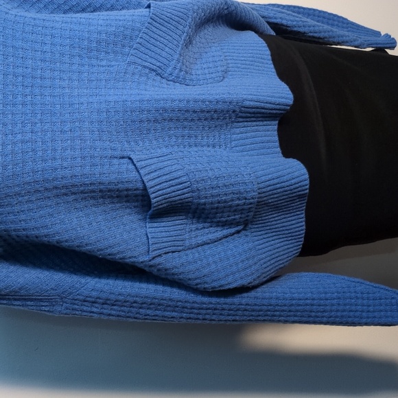 EVERLANE Belgian Waffle Pocket Pullover Sweater Recycled Cashmere Blue, Size L - Picture 6 of 11